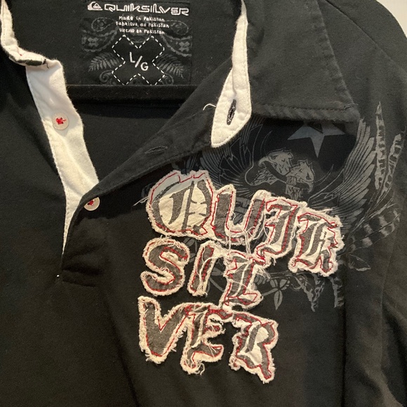 Quiksilver Shirts Quicksilver Distressed Logo Henley Button Polo